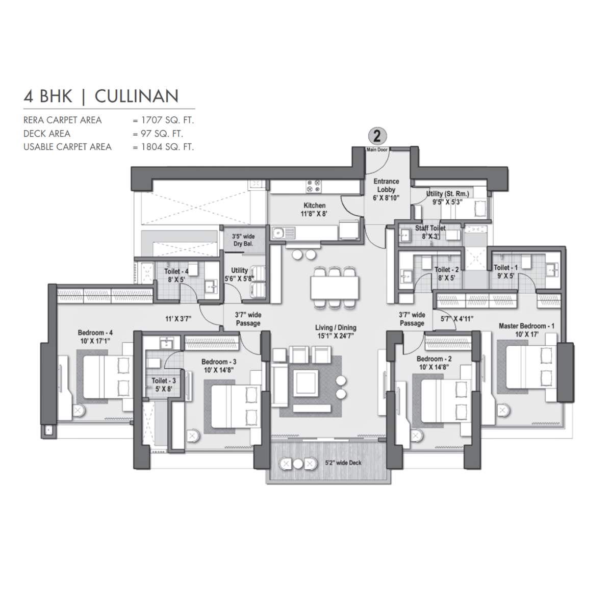 Raheja-The-Rivere-Floor-Plan-4-BHK-Cullinan-1804-Sqft