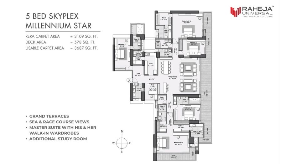 Raheja-Skyplex-Floor-Plan-5 BHK-3687 Sqft